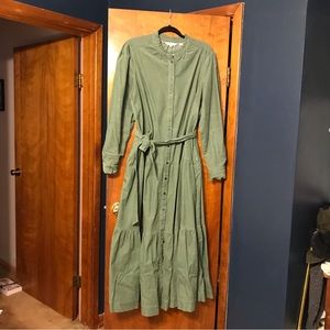 Boden Ellen Tiered Shirtdress, Corduroy, Olive
